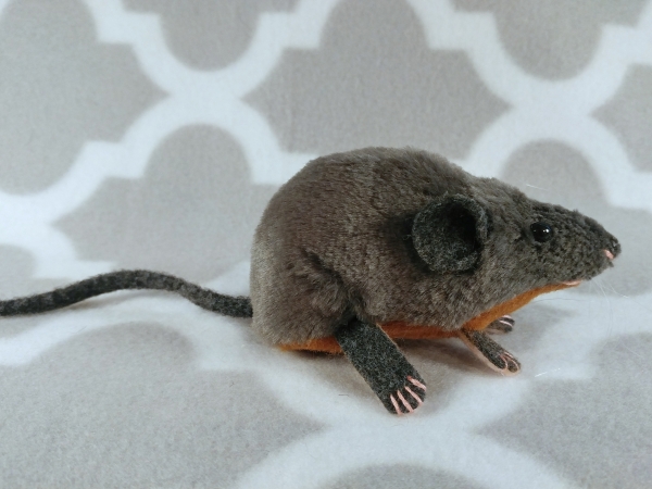 Grey Mouse Plushie with Tan Belly