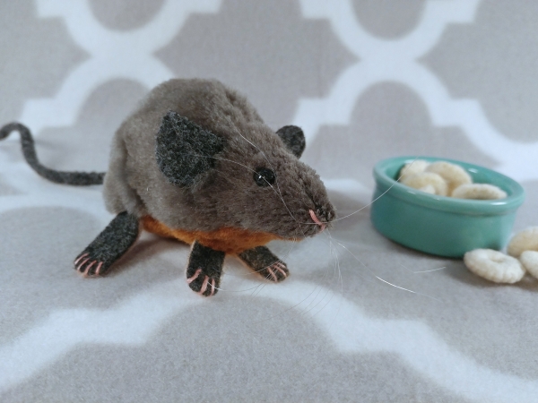 Grey Mouse Plushie with Tan Belly