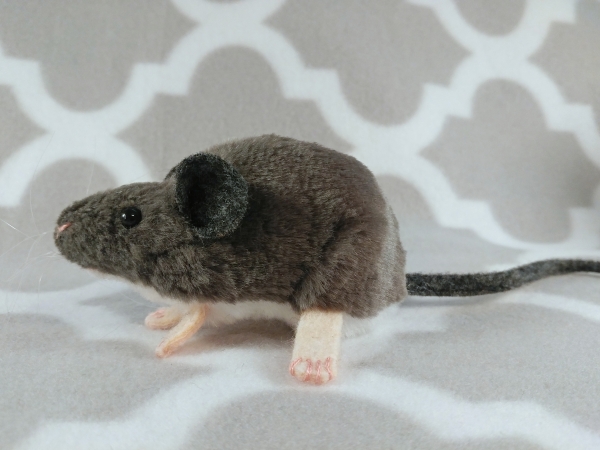 Grey Mouse Plushie with White Belly