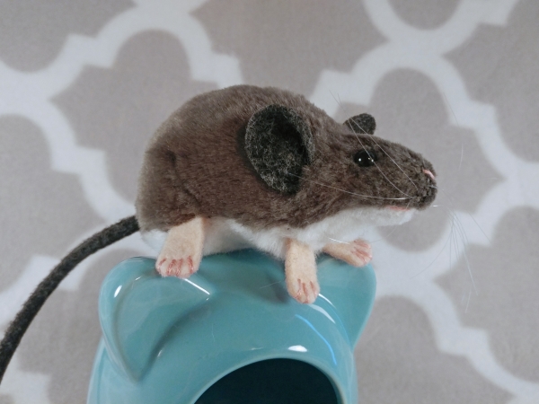 Grey Mouse Plushie with White Belly