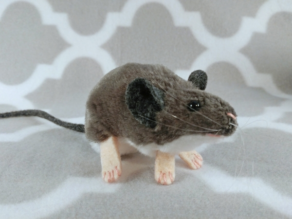 Grey Mouse Plushie with White Belly