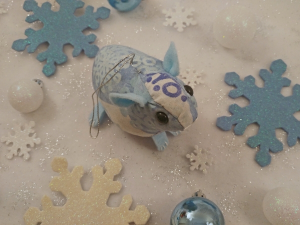 Light Blue Snowflakes Guinea Pig Ornament