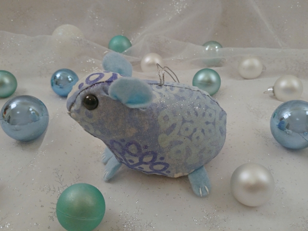 Light Blue Snowflakes Guinea Pig Ornament