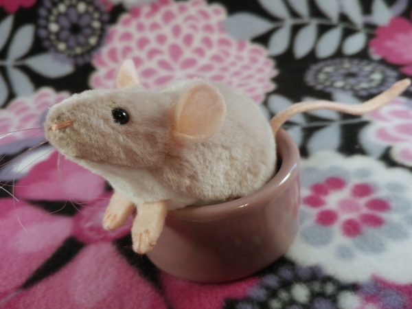 Light Pink Mouse Plushie with White Belly
