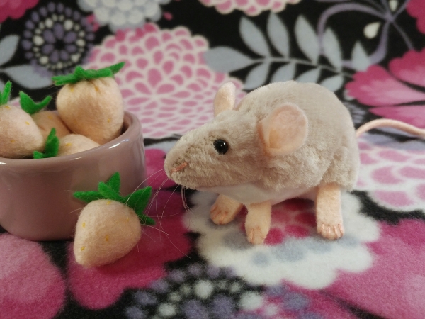 Light Pink Mouse Plushie with White Belly