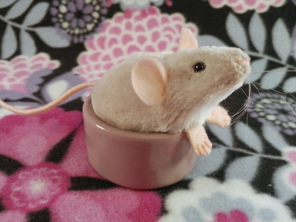 Light Pink Mouse Plushie with White Belly