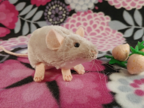 Light Pink Mouse Plushie with White Belly