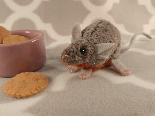 Lilac Grey Mouse Plushie with Tan Belly