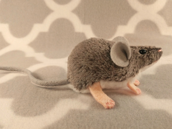 Lilac Grey Mouse Plushie with White Belly