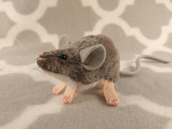 Lilac Grey Mouse Plushie with White Belly