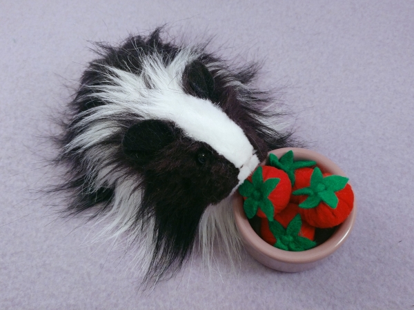 Little Black Dutch Longhaired Guinea Pig Plushie