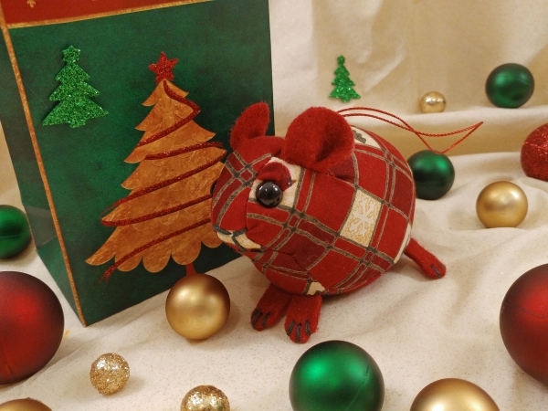 Maroon Checkered Guinea Pig Ornament