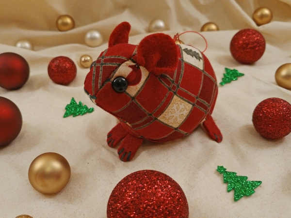 Maroon Checkered Guinea Pig Ornament