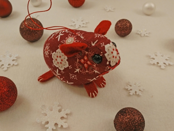 Maroon Snowflakes Guinea Pig Ornament