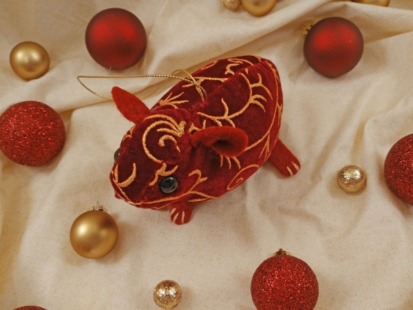 Maroon Velvet Guinea Pig Ornament