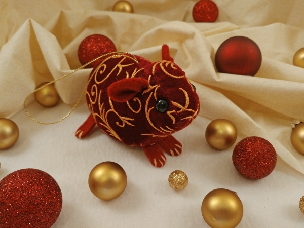 Maroon Velvet Guinea Pig Ornament