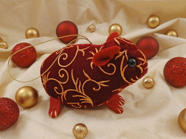 Maroon Velvet Guinea Pig Ornament