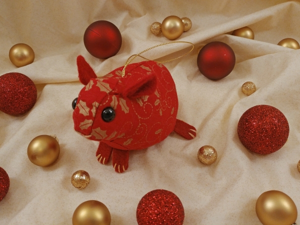 Maroon with Gold Vines Guinea Pig Ornament