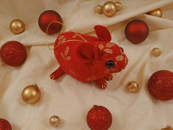 Maroon with Gold Vines Guinea Pig Ornament