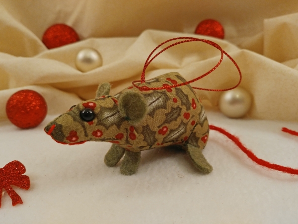 Green Holly Mouse/Rat Ornament