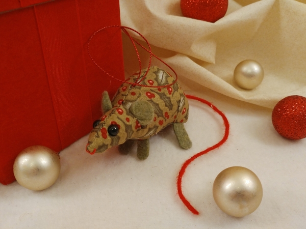 Green Holly Mouse/Rat Ornament