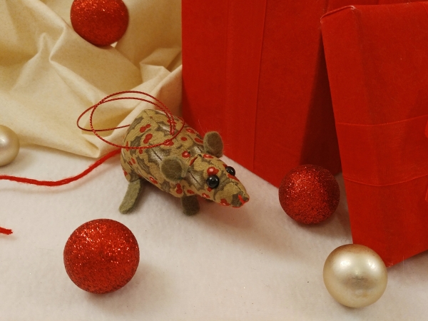 Green Holly Mouse/Rat Ornament