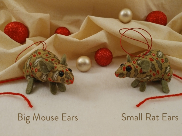 Green Holly Mouse/Rat Ornament