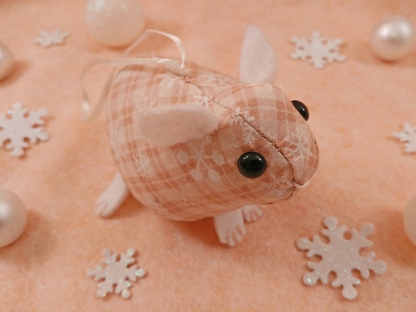 Peach Plaid Guinea Pig Ornament