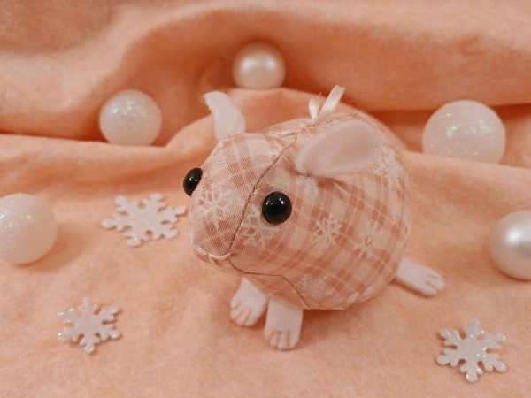 Peach Plaid Guinea Pig Ornament