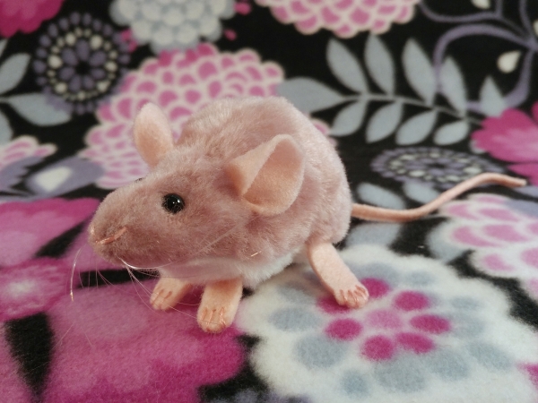 Pink Mouse Plushie with White Belly