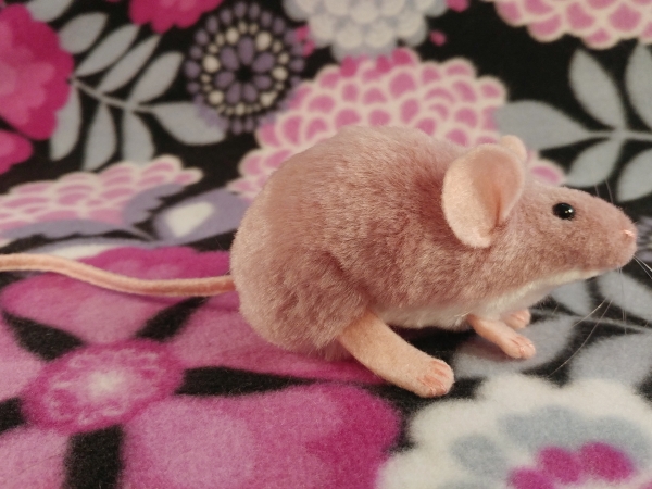Pink Mouse Plushie with White Belly