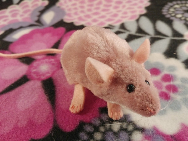 Pink Mouse Plushie with White Belly