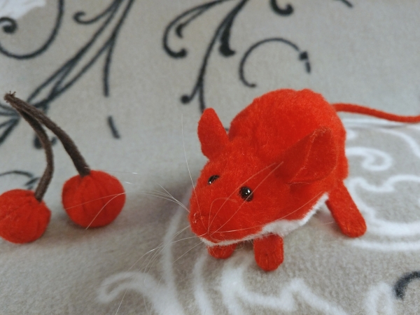 Red Mouse Plushie with White Belly