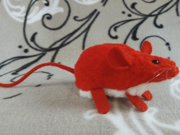 Red Mouse Plushie with White Belly