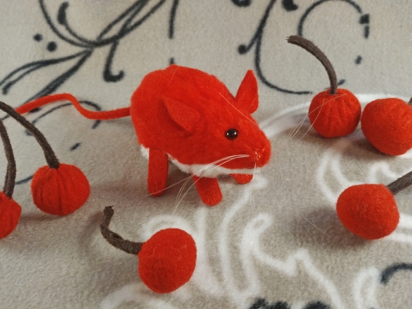 Red Mouse Plushie with White Belly
