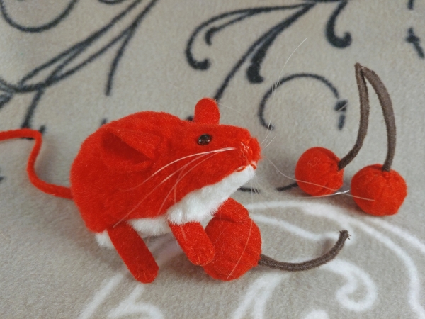 Red Mouse Plushie with White Belly