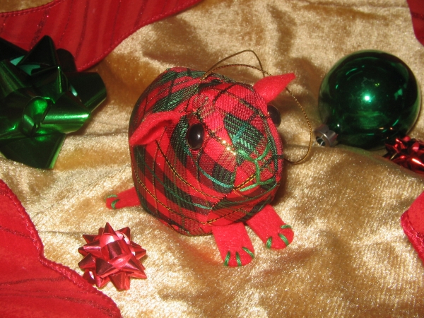 Red Plaid Guinea Pig Ornament