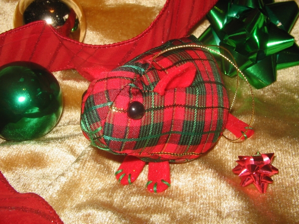 Red Plaid Guinea Pig Ornament