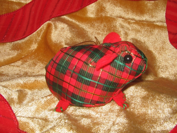 Red Plaid Guinea Pig Ornament