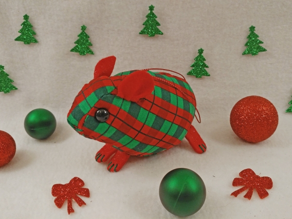 Red Plaid Guinea Pig Ornament (Cotton)