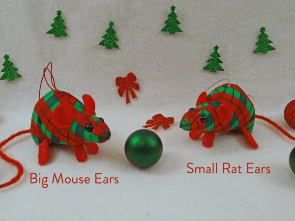 Red Plaid Mouse/Rat Ornament