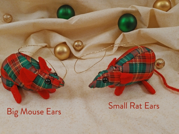 Red Plaid Mouse/Rat Ornament