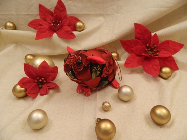 Red Poinsettias 2 Guinea Pig Ornament