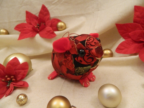 Red Poinsettias 2 Guinea Pig Ornament