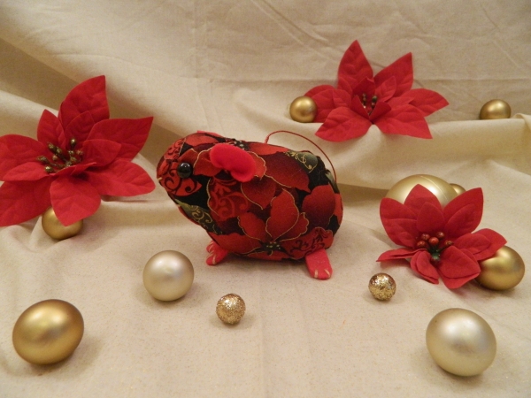 Red Poinsettias 2 Guinea Pig Ornament