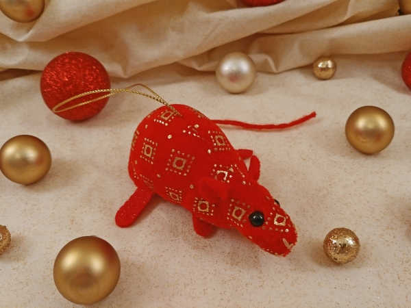 Red Velvet Mouse/Rat Ornament