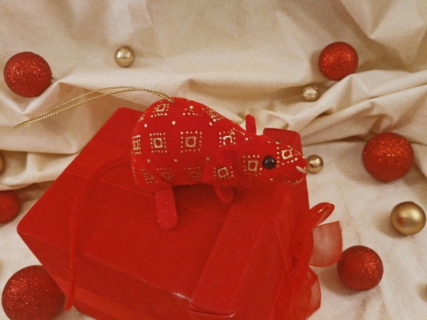 Red Velvet Mouse/Rat Ornament