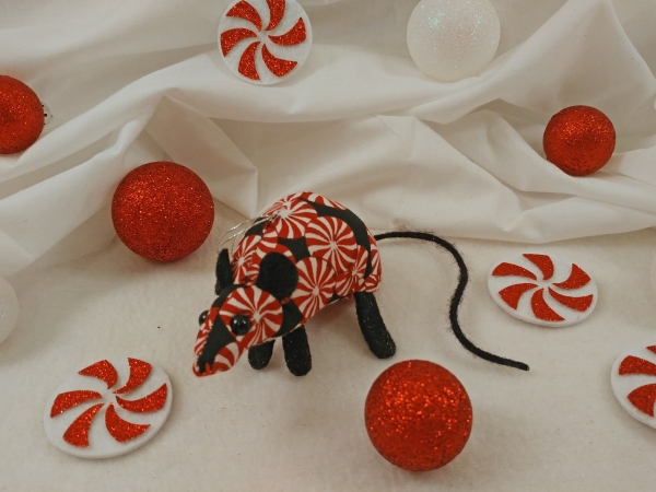 Red & White Candies Mouse/Rat Ornament (Black)