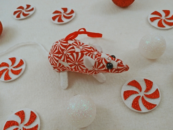 Red & White Candies Mouse/Rat Ornament (White)