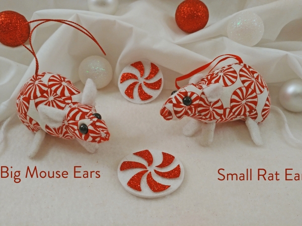 Red & White Candies Mouse/Rat Ornament (White)